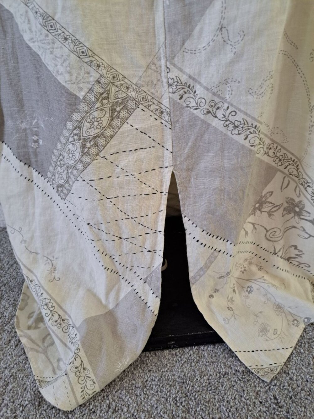 John Paul Richard Linen Sleeveless Maxi Dress Patchwork Print Beige XL Lagenlook - Picture 5 of 9